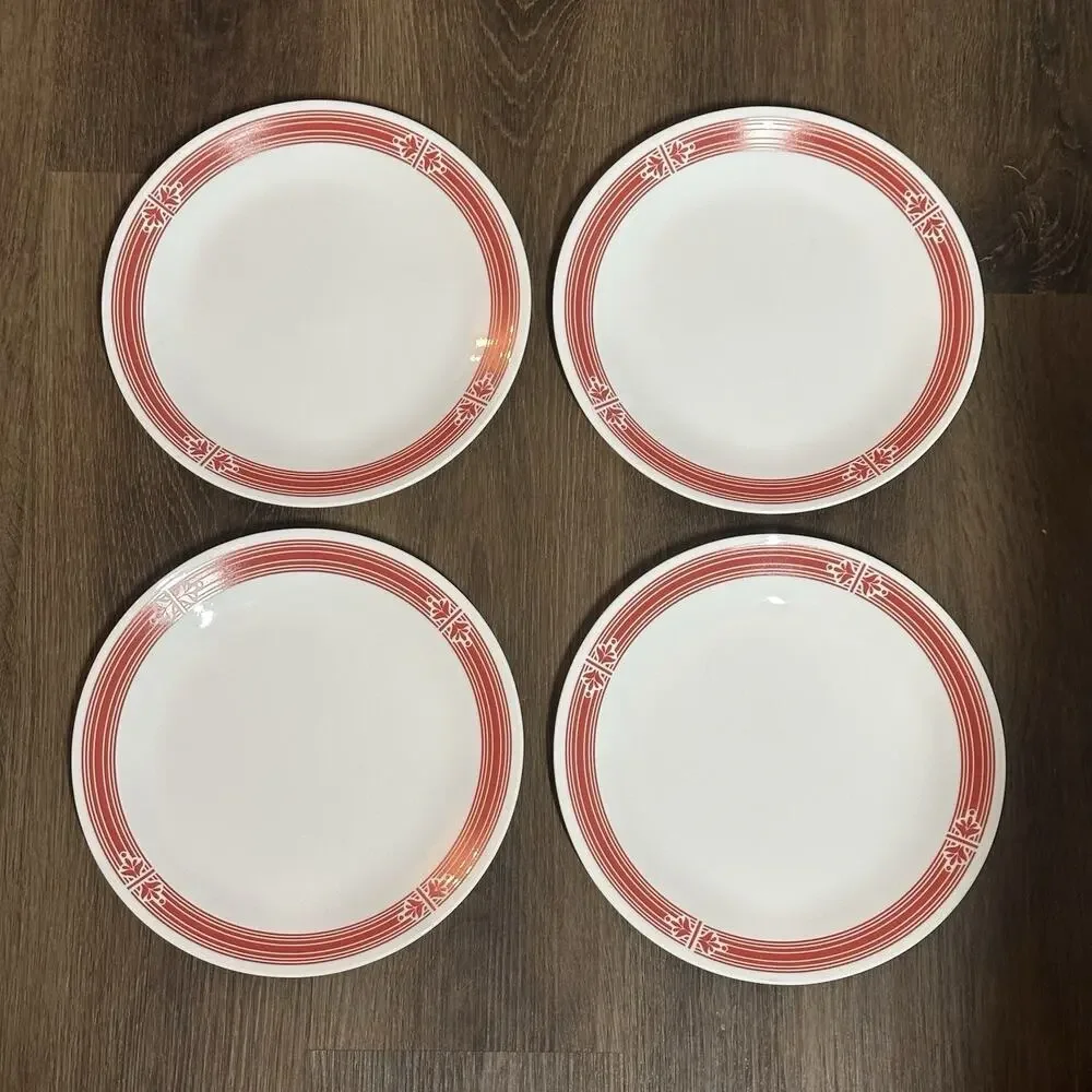 Corelle Prairie Garden Red White Dinner Plates 10 1/4